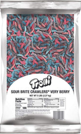 Trolli Sour Brite Crawlers, Very Berry, Gummy Worms Sour Candy, 5 Pound Bulk Bag